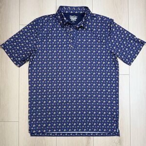 Straight Dow L Beer Mug Print Performance Polo Shirt Navy Blue‎ Men's Large Golf